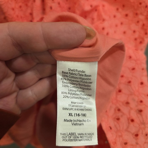 Time And Tru Tiered Eyelet Lace Midi Dress Womens XL Cottagecore Ruffle Pockets - Picture 4 of 7